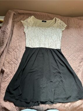 Eclipse White Lace Top Black Skater Dress